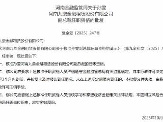 孙雯获批担任河南九鼎金融租赁副总裁