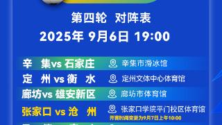 烽烟再起!“河北五超” 第四轮对阵名单来了