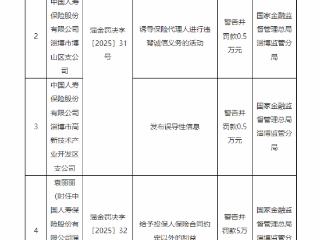 因多项违法违规行为   中国人寿三家支公司及相关责任人合计被罚21.5万元