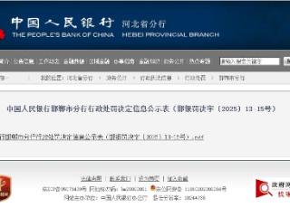 邯郸市肥乡县农村信用合作联社因违规被警告并罚款77.9万元