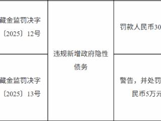 邮储银行西藏分行因违规新增政府隐性债务被罚款30万元，相关责任人同步领罚
