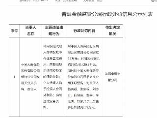 编制虚假资料等，中国人寿普洱分公司被罚款35万元 相关分支机构被罚20.5万元