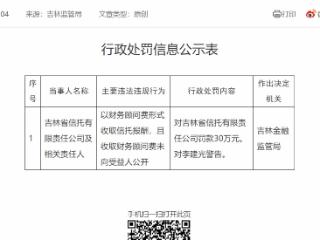以财务顾问费形式收取信托报酬等，吉林省信托被罚款30万元
