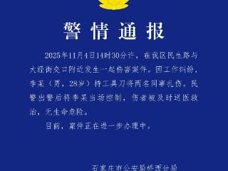 李某（男，28岁）因工作纠纷扎伤两名同事！石家庄警方：李某当场被控制