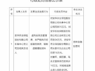 编制虚假理赔资料等，安华农业保险三家支公司合计被罚85万元，一名责任人被禁业5年