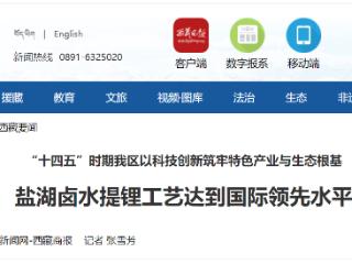 盐湖卤水提锂工艺达到国际领先水平