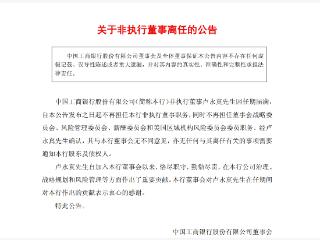 工商银行：非执行董事卢永真离任