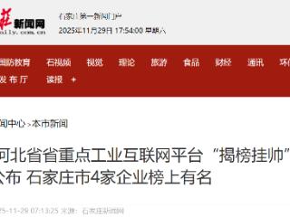 石家庄市4家企业榜上有名 河北省省重点工业互联网平台“揭榜挂帅”名单公布