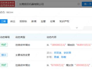 华为旗下东莞极目机器公司增资至46.89亿元