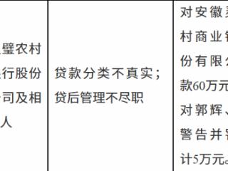 安徽灵璧农村商业银行因贷款分类不真实等被罚款60万元