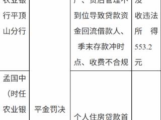 农业银行平顶山分行因个人住房贷款首付款来源审核不严等被罚款75万元