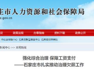 石家庄市扎实推动治理欠薪工作——累计办理欠薪线索774件