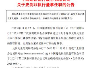 中国建设银行：史剑获批担任非执行董事