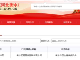 衡水一医院因未按规定填写病例资料被警告并罚款