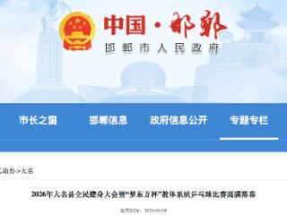 2026年大名县全民健身大会乒乓球比赛圆满落幕