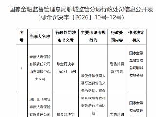 泰康人寿山东聊城中心支公司因唆使保险代理人进行违背诚信义务的活动等被罚款8万元