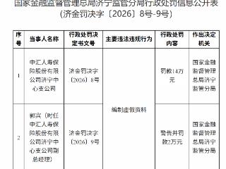 中汇人寿济宁中心支公司因编制虚假资料被罚款14万元