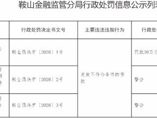 兴业银行鞍山分行因发放不符合条件的贷款被罚款30万元