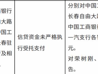 中国工商银行长春两支行因信贷资金未严格执行受托支付分别被各罚款30万元