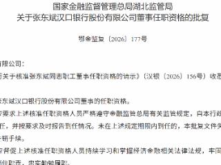 张东斌获批担任汉口银行董事