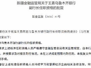 王勇获批担任乌鲁木齐银行副行长