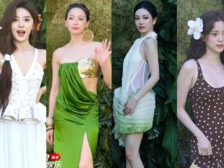 VOGUE沙滩红毯生图：佟丽娅裙摆湿了，钟楚曦泳装上阵，易梦玲抢镜