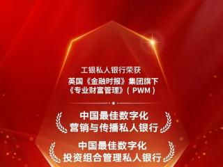 工银私人银行荣膺《专业财富管理》（PWM）杂志两项科技大奖