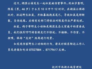 西湖边松鼠被伤害事件，官方发布最新情况说明