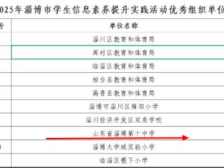 山东省淄博市第十中学在2025年淄博市学生信息素养提升实践活动中获佳绩