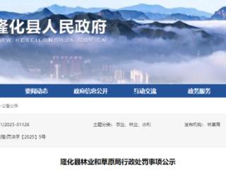 隆化县新村矿业因非法占用林草地被罚31万余元，限期恢复生态