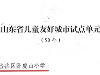 卧虎山小学被列为首批山东省儿童友好城市试点单元