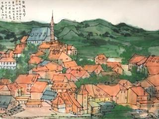 《古城夏梦》：李仕明国画作品展现油画质感，色彩浓郁