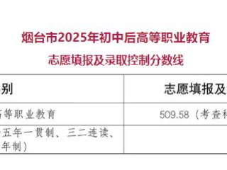 2025年烟台“3+4”本科高职录取控制分数线为509.58