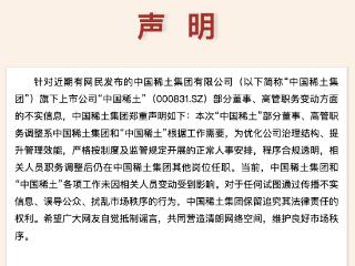 中国稀土多名董事、高管调整引发关注，最新声明：相关人员仍在集团其他岗位任职