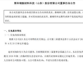 郯城城投副总经理刘旭阳任斯科瑞董事 后者控股股东系郯城城投