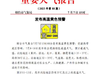 烟台发布高温黄色预警：8日至10日局部最高气温或超38℃