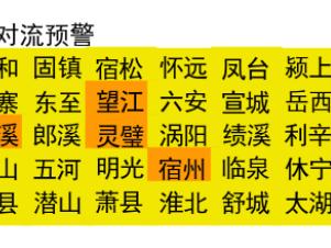 ﻿午后强对流多发 安徽发布34条预警