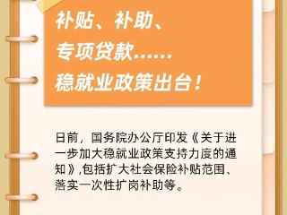补贴、补助、专项贷款……稳就业政策出台！