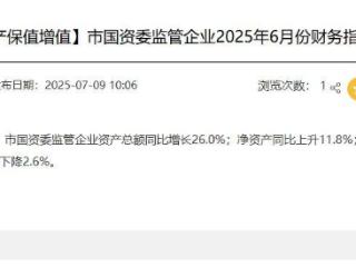 营业收入同比上升105.3%，泰安市国资委发布监管企业6月份财务指标说明