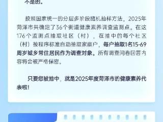 @菏泽市民：2025年全市居民健康素养调查开始啦！需要您的支持与配合