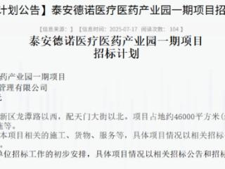 总投资约1.2亿元，泰安德诺医疗医药产业园一期项目启动招标