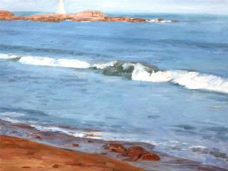 孙营油画作品描绘夏日海浪奔涌之美
