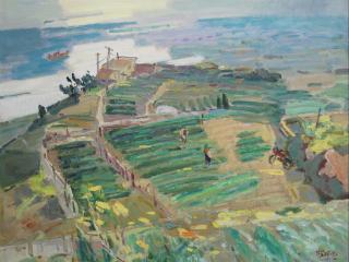 程瑞光《海边茶园》展现茶农劳作生活