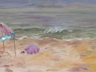 刘宏油画《海滩》描绘海的梦境