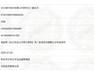 未及时公示年度报告，湖北银行旗下十多家支行被列经营异常名录