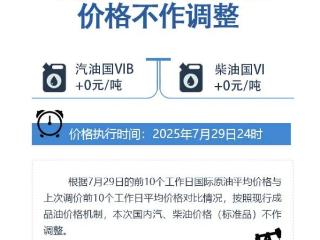 7月29日国内成品油价格不作调整