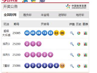 7月29日体彩中奖号码