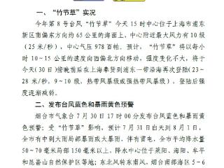 烟台发布台风蓝色和暴雨黄色预警！局部降水量或超150毫米