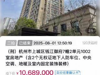 杭州南星桥学区次新房法拍，成交价6.44万元/m²！网友：这么低？