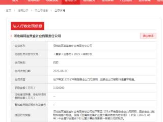 河北峪耳崖矿业安全出口违法被罚 系中金黄金全资子公司